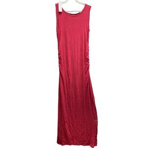 Women's Sleeveless Side Ruched Split Bodycon Maternity Maxi Pregnancy Tank Dress